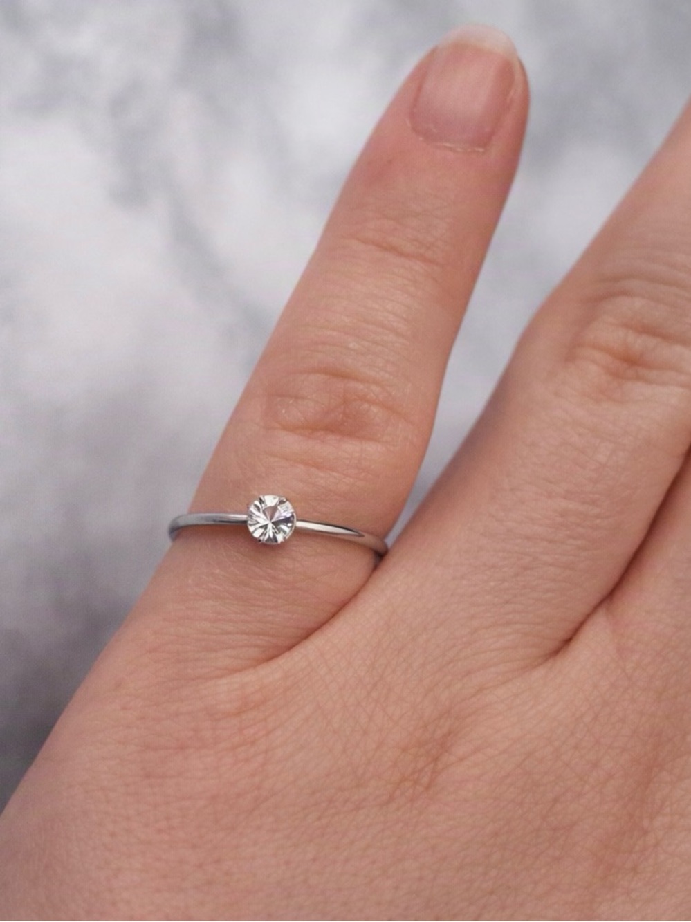 5/$25 Delicate Solitaire Ring in Silver - Minimalist Women's Jewelry Size 6